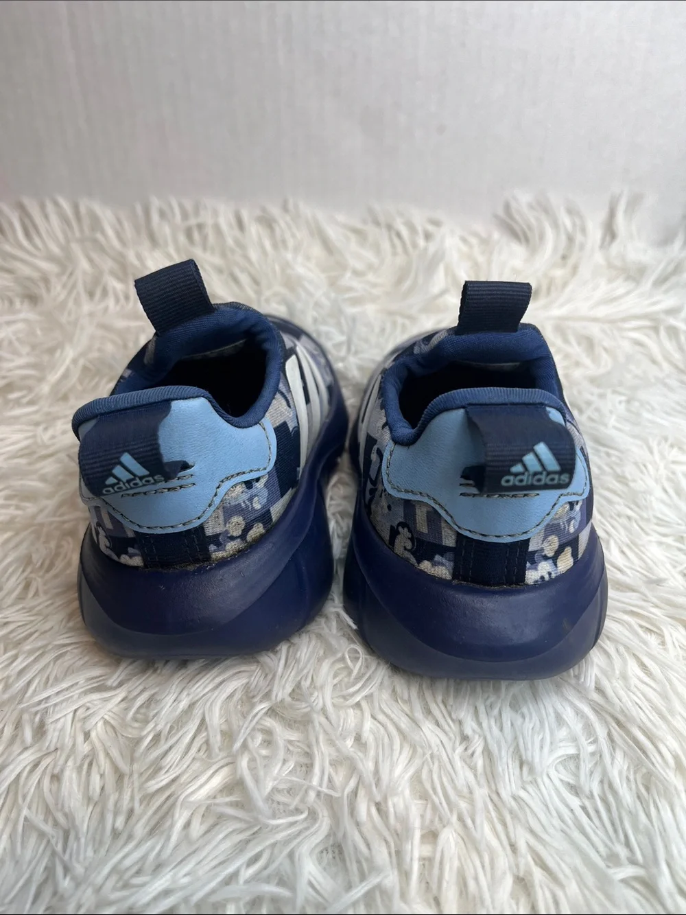 adidas Kids Navy & White Cartoon Slip-On Sneakers